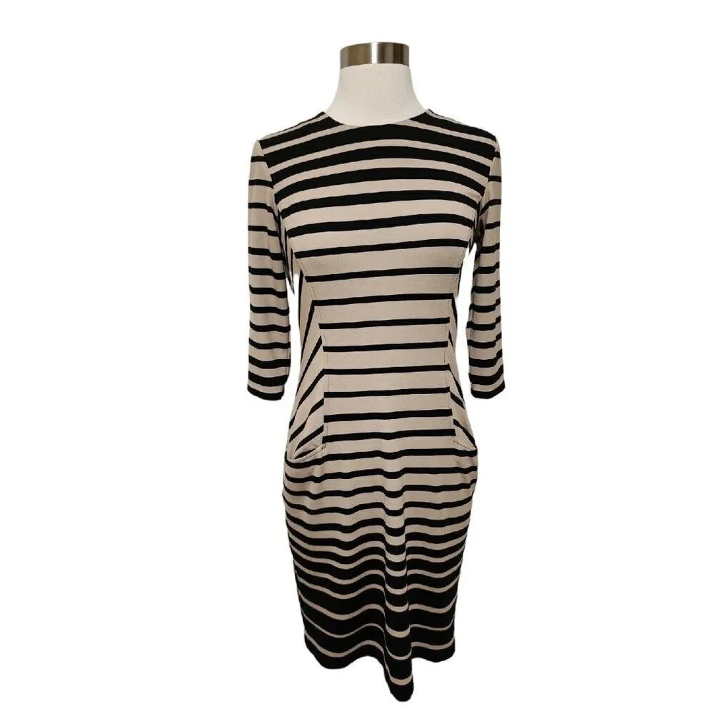 J Mclaughlin Black Stripe‎ Catalyst Sheath Dress Size XS